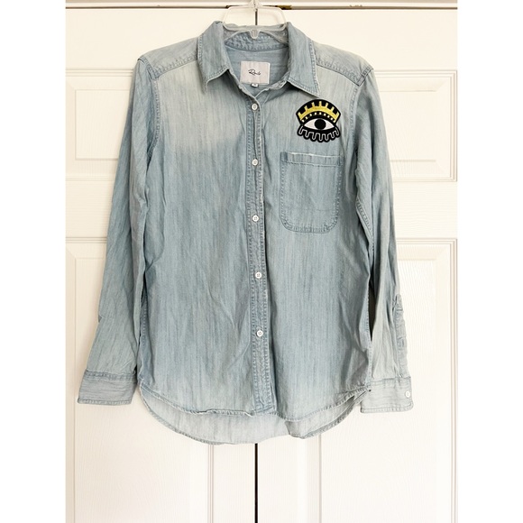 Rails Cleopatra Button Up Distressed Wash Patch Shirt - Picture 2 of 11